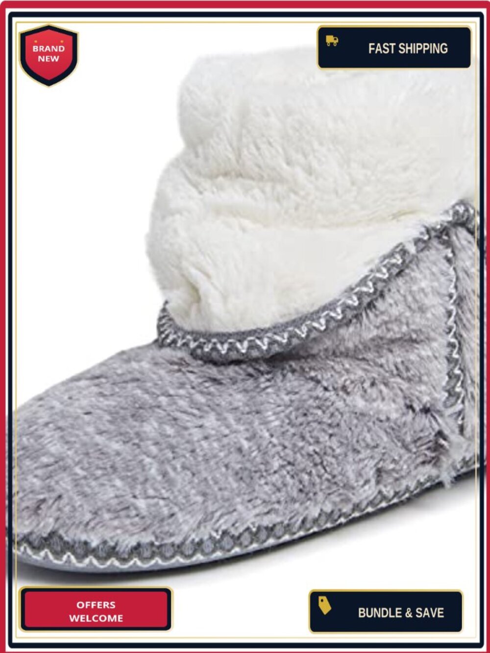 Fuzzy Memory Foam Slipper Socks with Grippers, Machine Washable